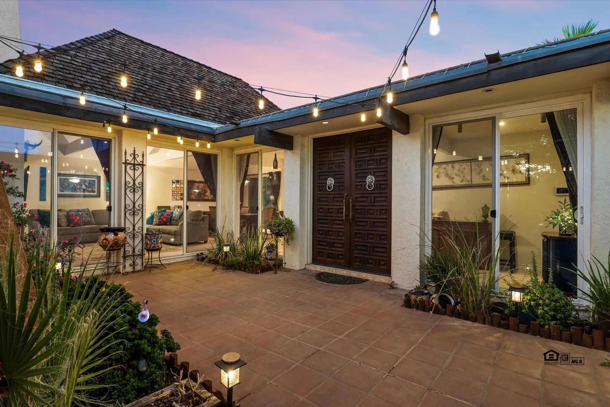 Prepared and staged front entry courtyard